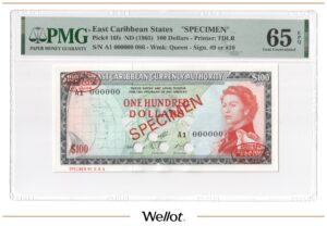 100 Долларов ND (1965) Восточно-Карибские Государства Образец PMG 65 EPQ UNC